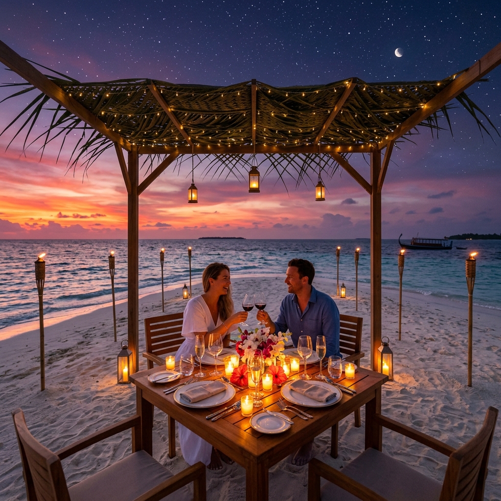 Private Luxury Family Beach Dining Maldives